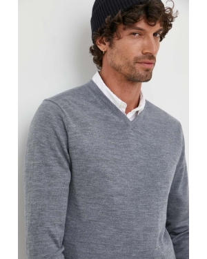 Calvin Klein sweter wełniany męski kolor szary lekki