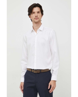 Calvin Klein koszula bawełniana męska kolor biały slim z kołnierzykiem klasycznym