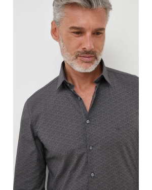 Calvin Klein koszula męska kolor czarny slim z kołnierzykiem klasycznym