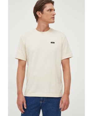 Calvin Klein t-shirt bawełniany kolor beżowy gładki