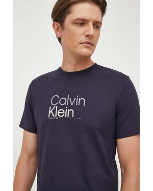 Calvin Klein t-shirt bawełniany kolor granatowy z nadrukiem