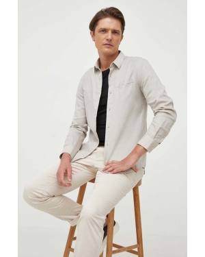Calvin Klein koszula bawełniana męska kolor szary regular z kołnierzykiem klasycznym