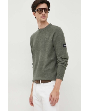 Calvin Klein sweter z domieszką wełny męski kolor zielony