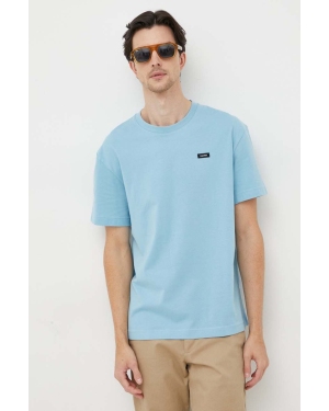 Calvin Klein t-shirt bawełniany kolor niebieski gładki