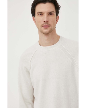 Calvin Klein sweter wełniany męski kolor beżowy lekki