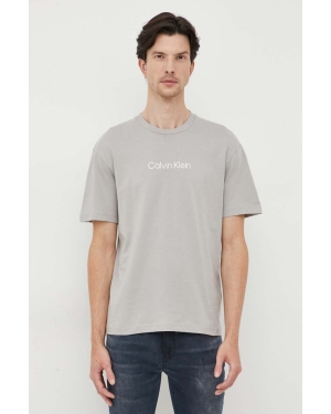Calvin Klein t-shirt bawełniany kolor szary wzorzysty