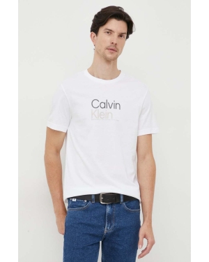 Calvin Klein t-shirt bawełniany kolor biały z nadrukiem