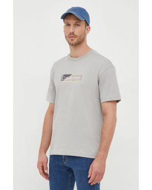 Calvin Klein t-shirt bawełniany kolor szary z nadrukiem