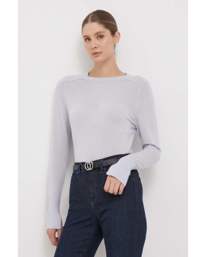 Calvin Klein sweter wełniany damski kolor niebieski lekki