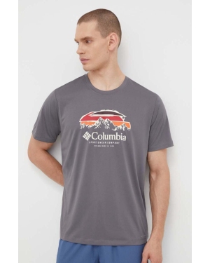 Columbia t-shirt sportowy Columbia Hike kolor szary z nadrukiem