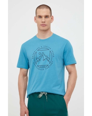 Columbia t-shirt bawełniany kolor niebieski z nadrukiem