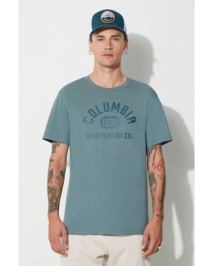 Columbia t-shirt męski kolor niebieski z nadrukiem