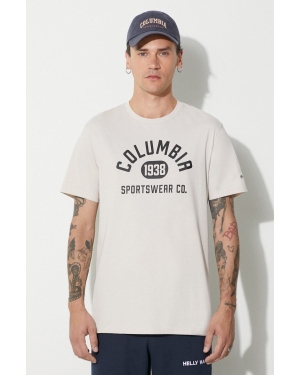 Columbia t-shirt męski kolor beżowy z nadrukiem