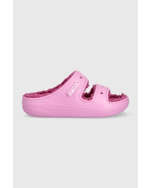 Crocs kapcie Classic Cozzzy Sandal kolor różowy 207446