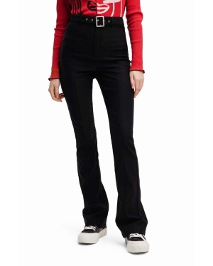 Desigual spodnie damskie kolor czarny szerokie medium waist