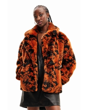 Desigual kurtka 23WWEW69 WOMAN WOVEN FAKE FUR damska kolor pomarańczowy zimowa