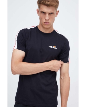 Ellesse t-shirt bawełniany kolor czarny z aplikacją