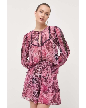 Guess bluzka damska kolor fioletowy wzorzysta