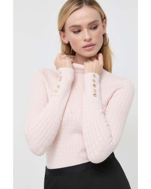 Guess sweter damski kolor różowy lekki z półgolfem