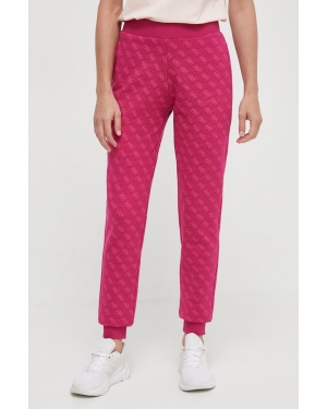Guess spodnie dresowe kolor różowy wzorzyste