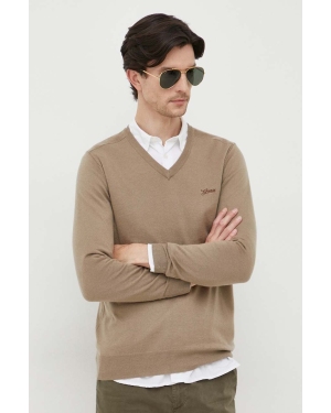 Guess sweter z domieszką jedwabiu kolor brązowy lekki