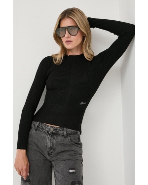 Guess sweter z domieszką wełny damski kolor czarny lekki