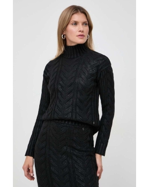 Guess sweter z domieszką wełny damski kolor czarny z półgolfem