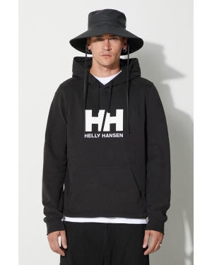 Helly Hansen bluza bawełniana HH LOGO HOODIE męska kolor czarny z kapturem z aplikacją 33977