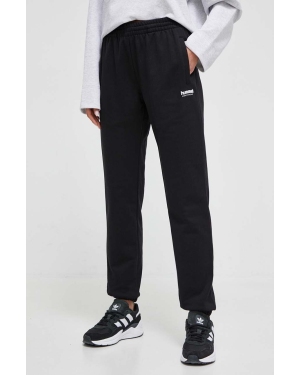 Hummel spodnie dresowe bawełniane hmlLGC SHAI REGULAR PANTS kolor czarny gładkie 221758