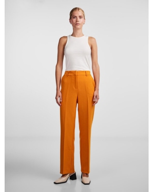 YAS Spodnie materiałowe 26030744 Pomarańczowy Regular Fit