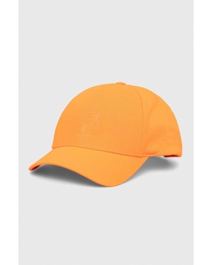 Karl Lagerfeld czapka z daszkiem kolor pomarańczowy z nadrukiem