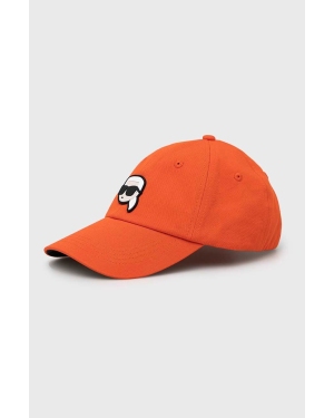 Karl Lagerfeld czapka z daszkiem kolor pomarańczowy z aplikacją