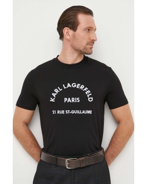 Karl Lagerfeld t-shirt bawełniany męski kolor czarny z aplikacją