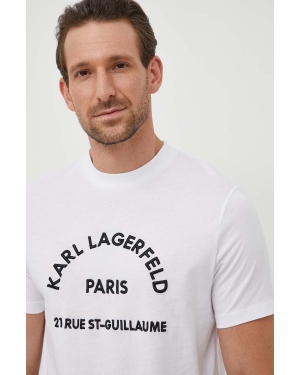 Karl Lagerfeld t-shirt bawełniany męski kolor biały z aplikacją