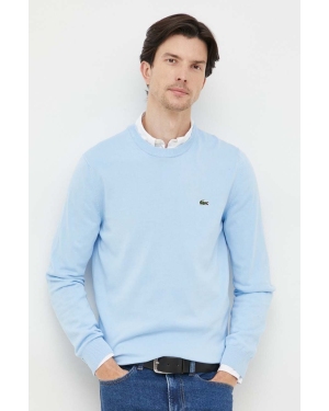 Lacoste sweter bawełniany kolor niebieski lekki