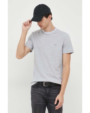 Lacoste t-shirt męski kolor szary z aplikacją
