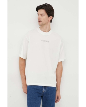 Lacoste t-shirt bawełniany kolor biały z nadrukiem
