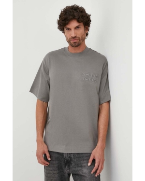 Lacoste t-shirt bawełniany kolor szary z aplikacją