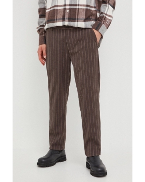 Les Deux spodnie męskie kolor brązowy proste