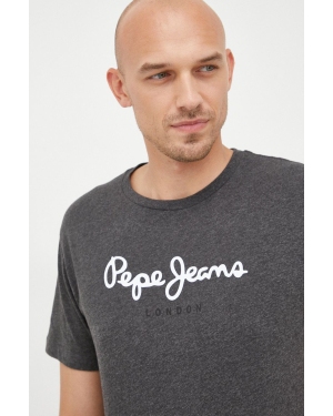Pepe Jeans t-shirt bawełniany kolor szary z nadrukiem