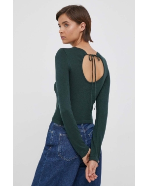 Pepe Jeans sweter z domieszką wełny damski kolor zielony lekki
