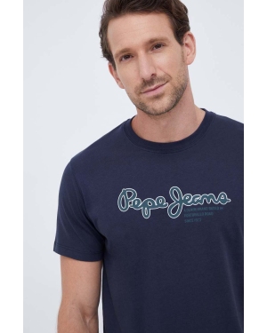 Pepe Jeans t-shirt bawełniany Wido kolor granatowy z nadrukiem