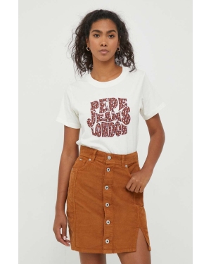 Pepe Jeans t-shirt bawełniany Claritza kolor beżowy