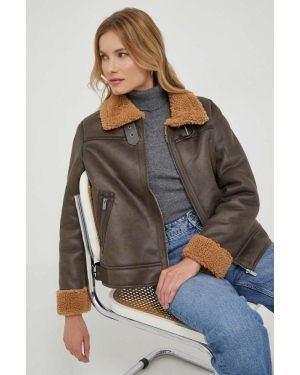 Pepe Jeans kurtka damska kolor brązowy przejściowa