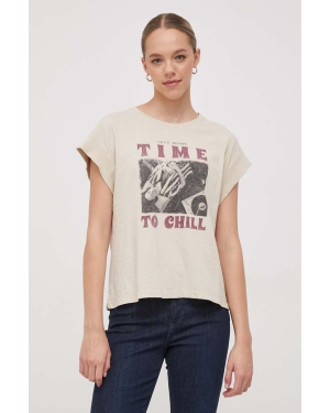 Pepe Jeans t-shirt bawełniany Camila damski kolor beżowy