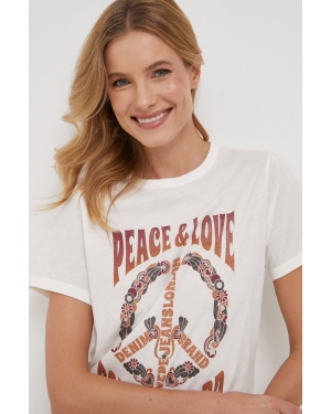 Pepe Jeans t-shirt bawełniany damski kolor beżowy