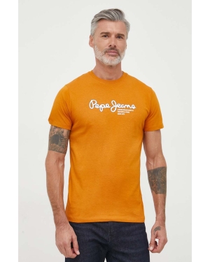 Pepe Jeans t-shirt bawełniany Wido kolor pomarańczowy z nadrukiem