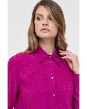 Pinko koszula z domieszką jedwabiu kolor fioletowy regular z kołnierzykiem klasycznym