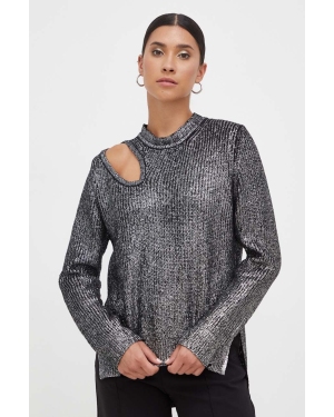 Pinko sweter z domieszką wełny damski kolor srebrny