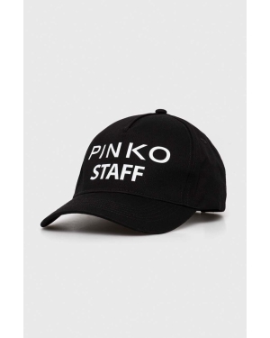 Pinko czapka z daszkiem kolor czarny z nadrukiem